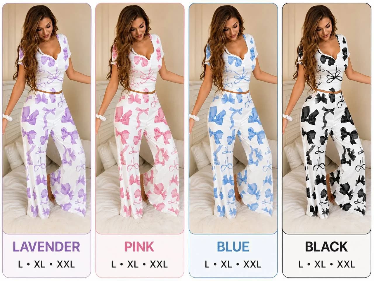 2-PIECE CROP TOP & PALAZZO SPANDEX LOUNGEWEAR SET (NW01)