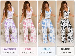 2-PIECE CROP TOP & PALAZZO SPANDEX LOUNGEWEAR SET (NW01)