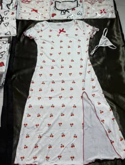 2-PIECE SLIT LONG DRESS & G-STRING PANTY SPANDEX NIGHTWEAR/LOUNGEWEAR SET (NW02)