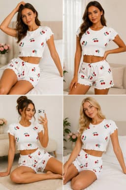 2-PIECE TOP & SHORTS SPANDEX NIGHTWEAR/LOUNGEWEAR SET (NW011)