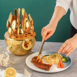 24-PIECES STAINLESS STEEL CUTLERY SET WITH EGG SHELL DESIGN CASE