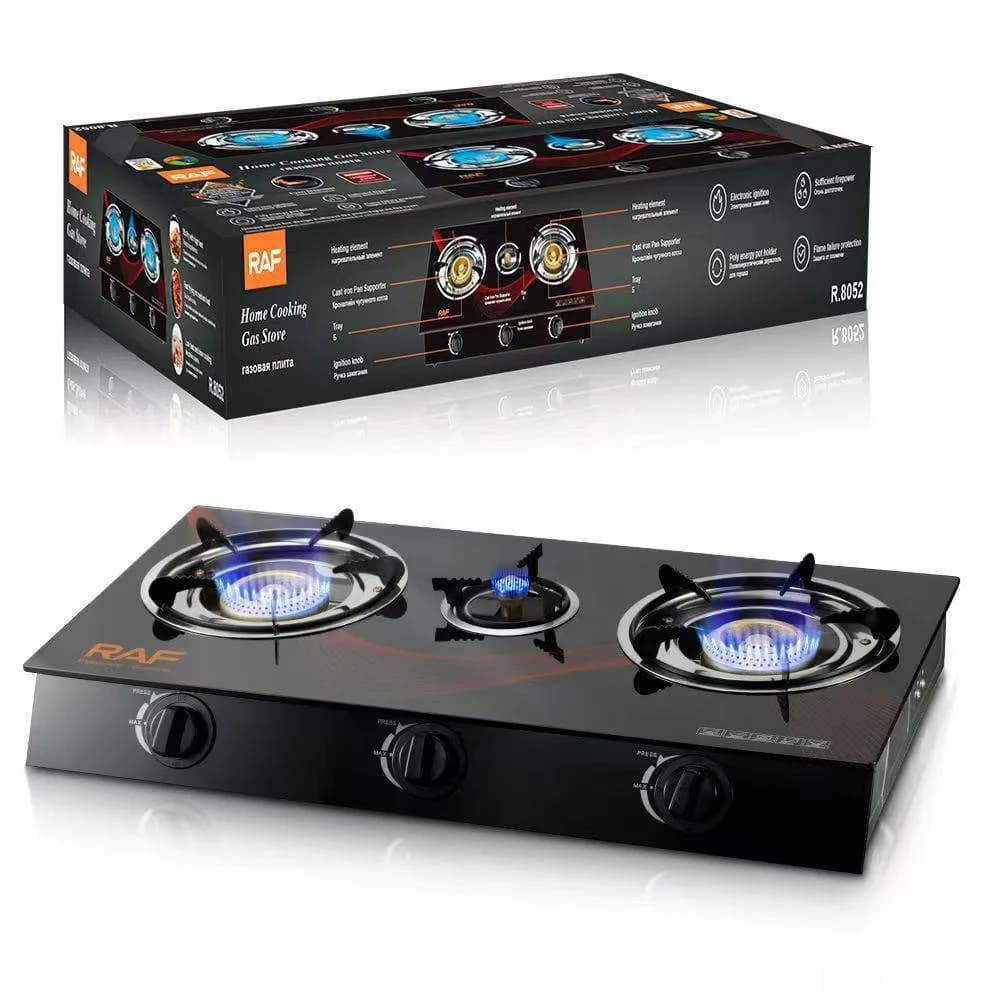 3 burner glass gas cooker