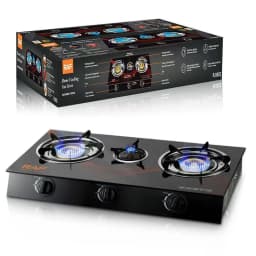3 burner glass gas cooker