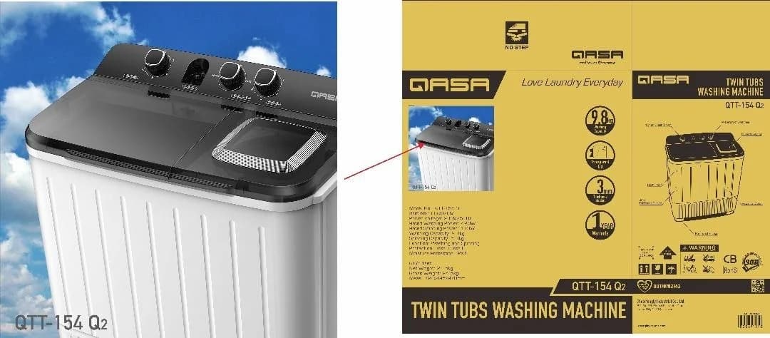 9.8kg Qasa Twin Tub Washing Machine 245,000