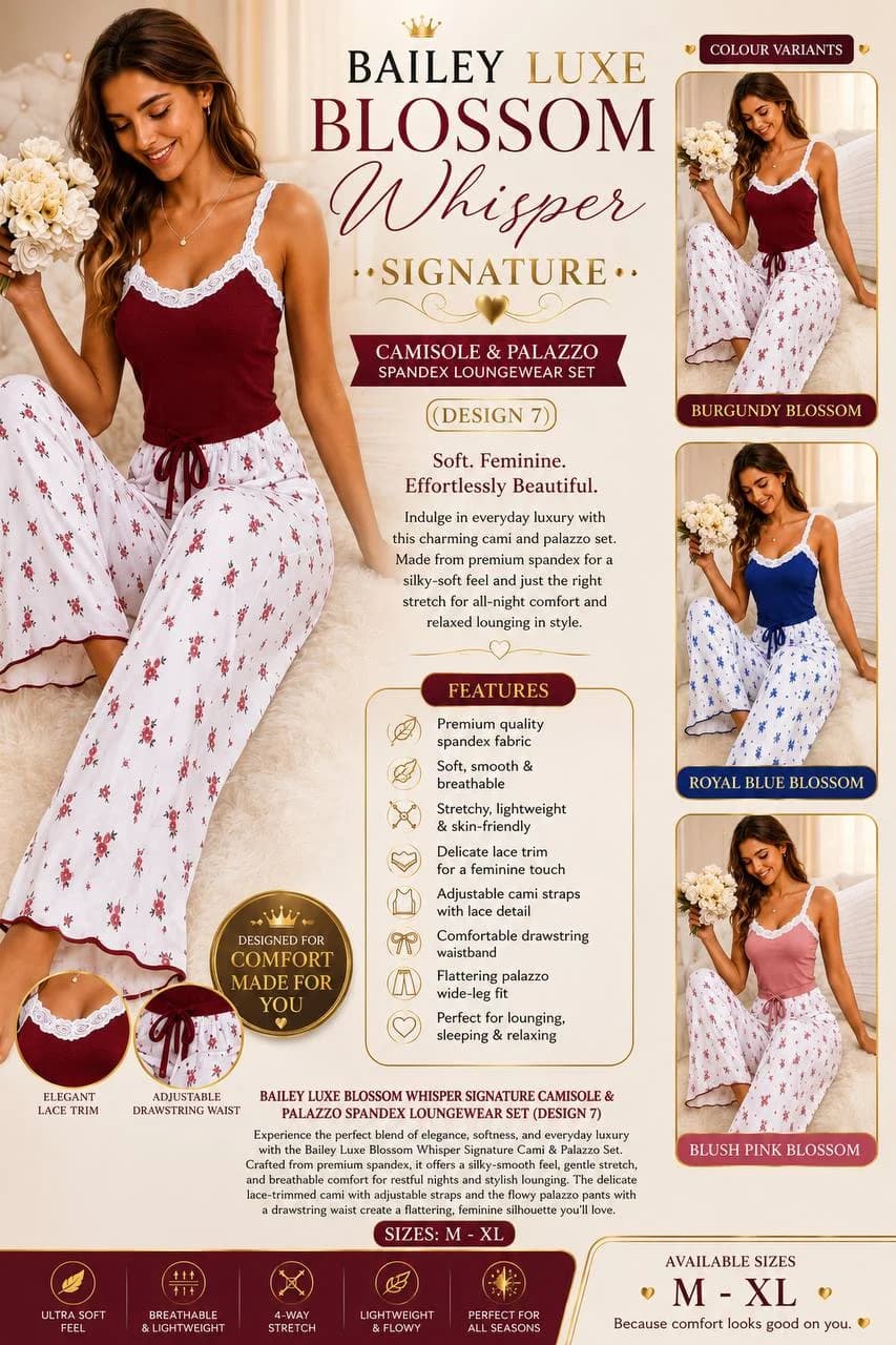 CAMISOLE & PALAZZO SPANDEX LOUNGEWEAR SET (NW07)