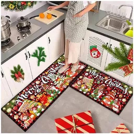 Christmas kitchen anti slip floor mat (001). 50by80 + 50by160