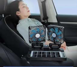 Double head rechargeable/solar fan