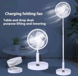 RETRACTABLE SPEEDY BLADES RECHARGEABLE TABLETOP FAN - TELESCOPIC FOLDING FAN