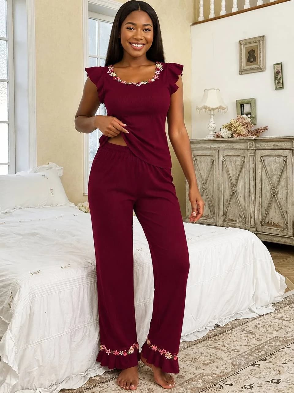 TOP & PALAZZO SPANDEX NIGHTWEAR/LOUNGEWEAR SET (NW03)